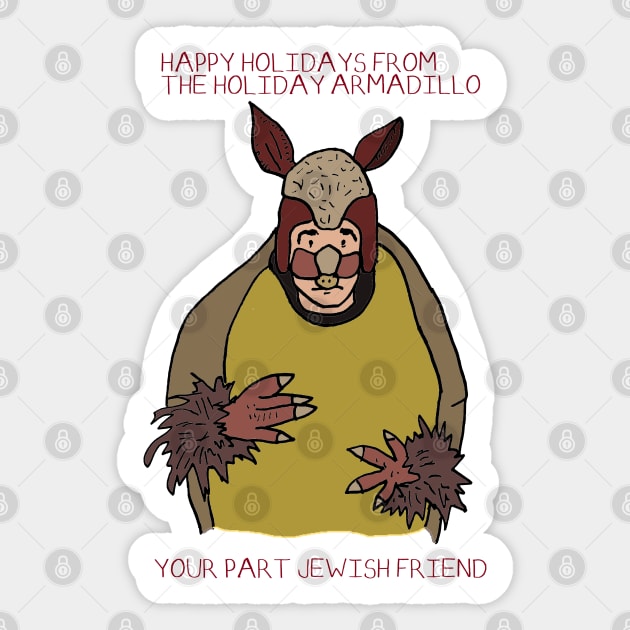 Holiday Armadillo Sticker by JennyGreneIllustration